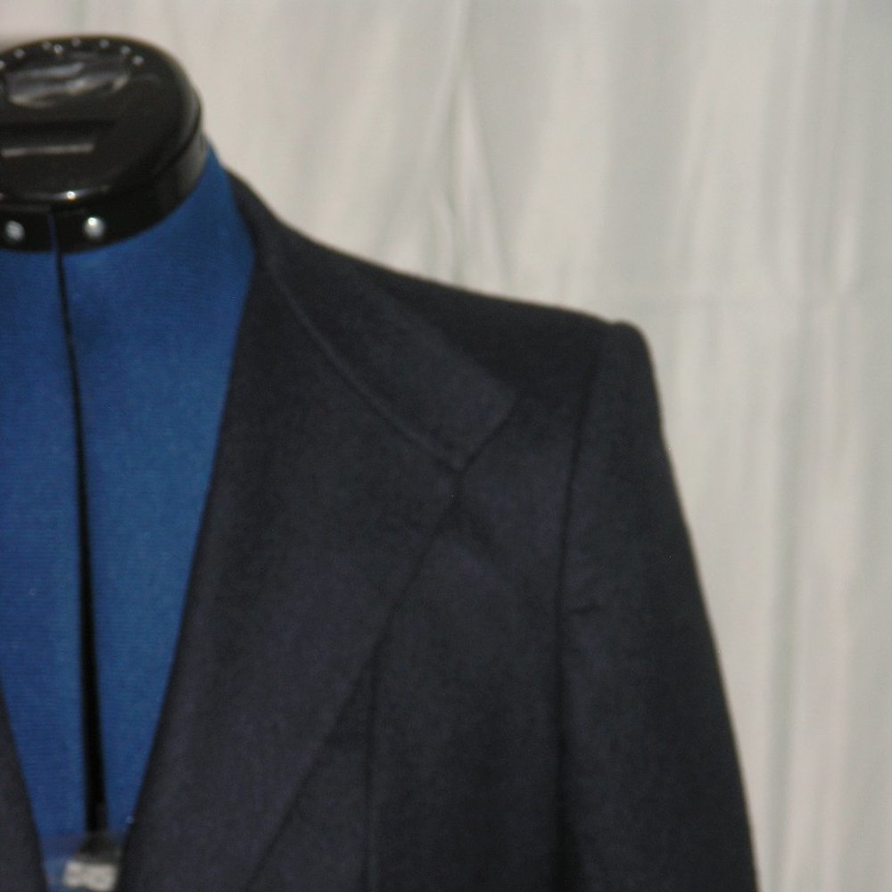 Luciano Barbera Brushed Cashmere Angora Blend Dark Blue Sport Coat Size 6